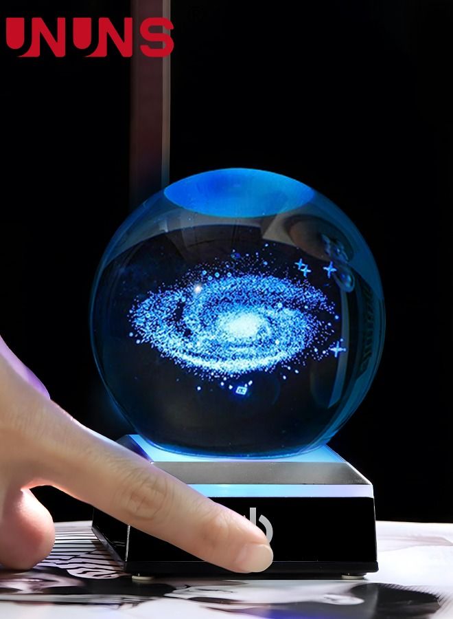 3D Galaxy Crystal Ball Multicolor Nightlight Decolamp,Colorful Lighting Touch Base,Science Astronomy Space Galaxy System Model, Universe Planet Cool Presents Gifts Decor