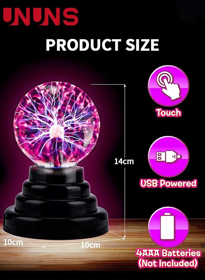 Plasma Ball light,3 Inches Touch Activated Lightning,Magic Crystal USB Charging Table Light Prop For Parties Kids And Adults Alike