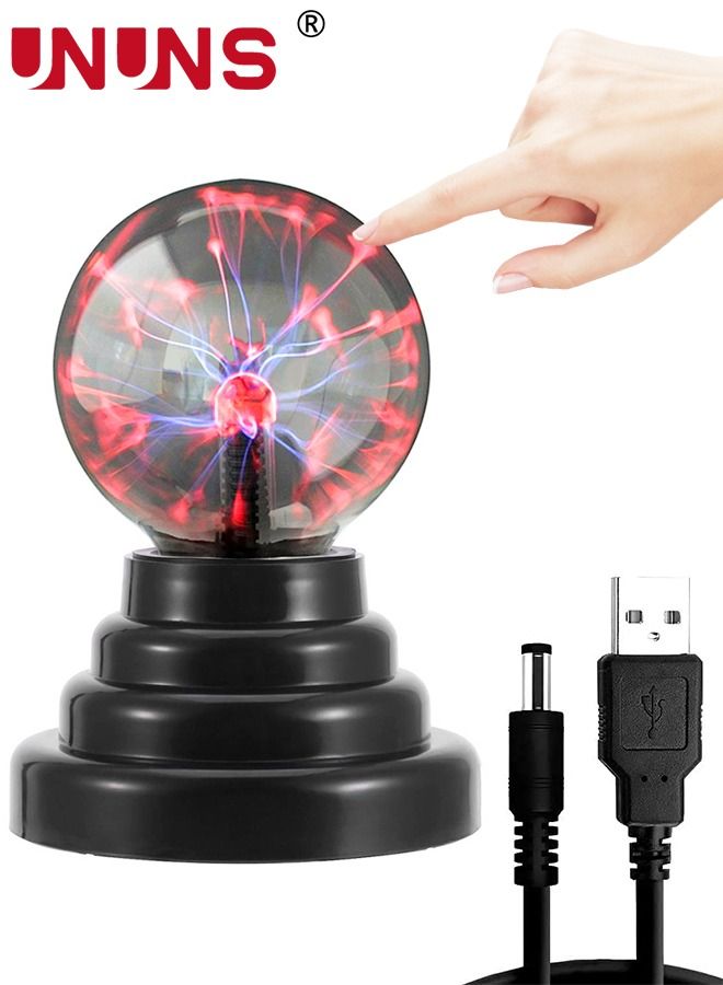 Plasma Ball light,3 Inches Touch Activated Lightning,Magic Crystal USB Charging Table Light Prop For Parties Kids And Adults Alike