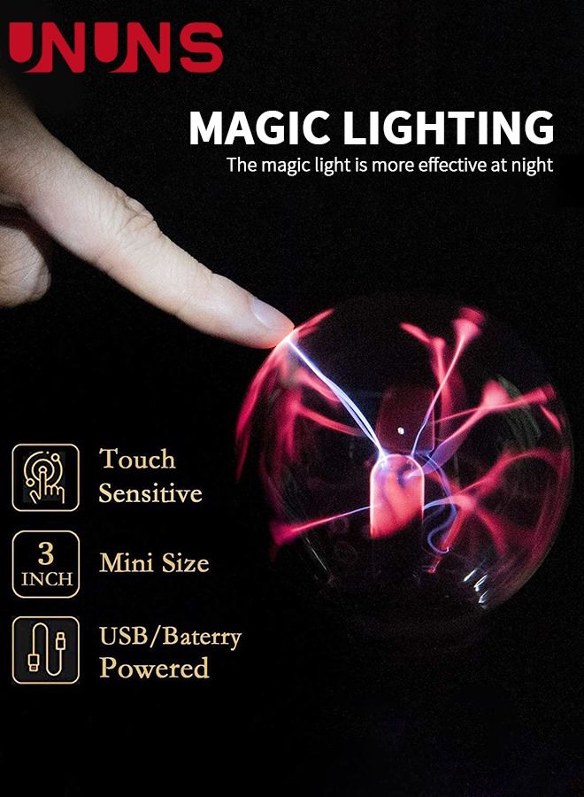 Plasma Ball light,3 Inches Touch Activated Lightning,Magic Crystal USB Charging Table Light Prop For Parties Kids And Adults Alike