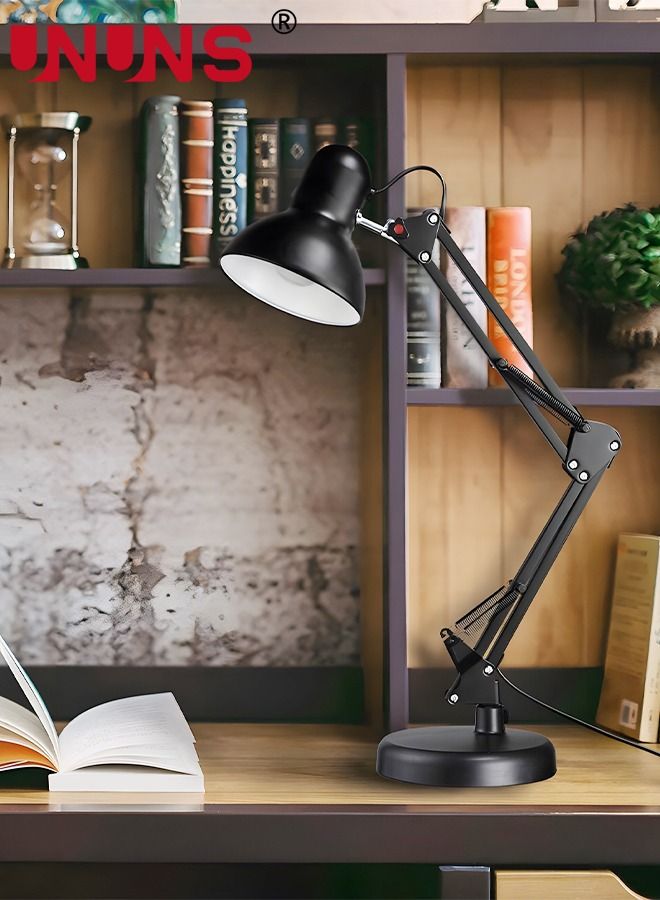 Metal Desk Lamp,Adjustable Gooseneck Table Lamp With Interchangeable Base And Clamp Base,Multi-Joint Swing Arm Desk Lamps For Home Office,Work,Study,Reading,Multi-Joint,Black