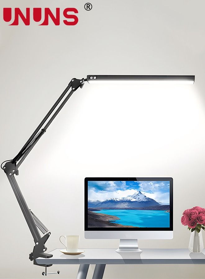 LED Desk Lamp,Swing Arm Desk Light With Clamp,3 Lighting Eye-Caring Modes,360 Degree Spin Reading Desk Lamps With USB Charging For Home Office