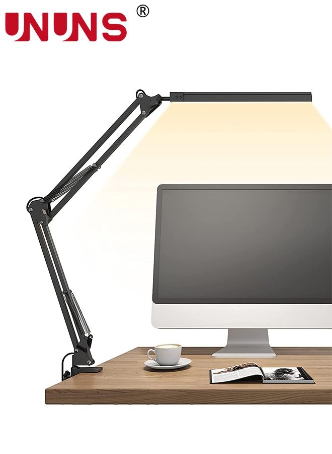 LED Desk Lamp,Swing Arm Desk Light With Clamp,3 Lighting Eye-Caring Modes,360 Degree Spin Reading Desk Lamps With USB Charging For Home Office