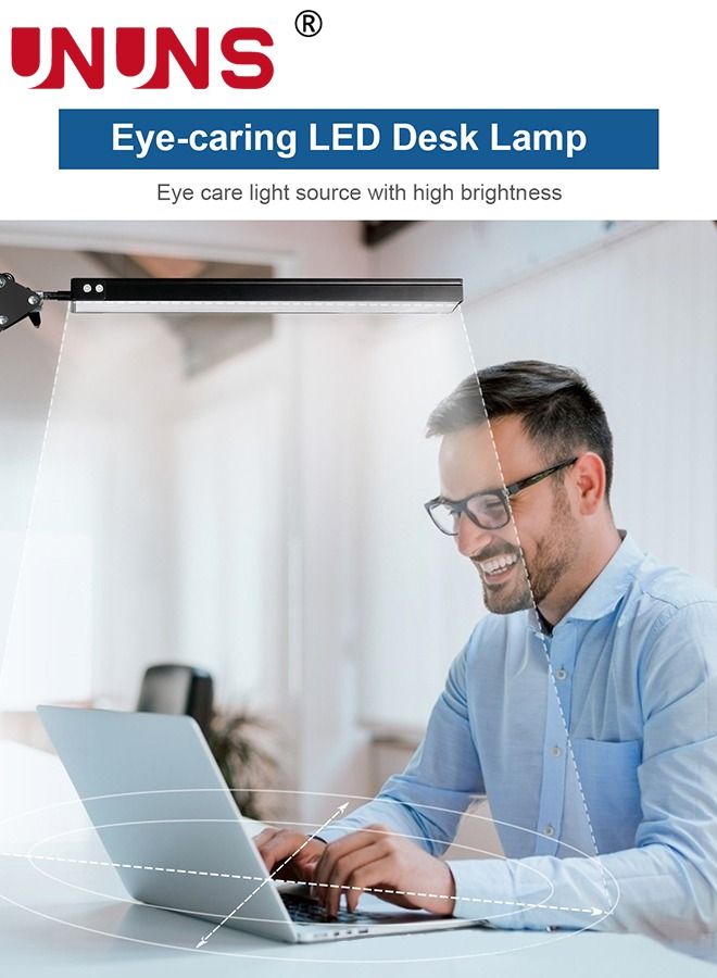 LED Desk Lamp,Swing Arm Desk Light With Clamp,3 Lighting Eye-Caring Modes,360 Degree Spin Reading Desk Lamps With USB Charging For Home Office