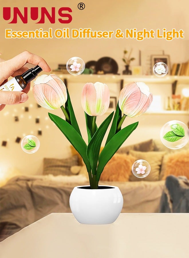 Tulip Lamp Lights,Three Branches Tulips Led Night Light,Simulation Flower Night Light Gift For Birthday Party Wedding Decor