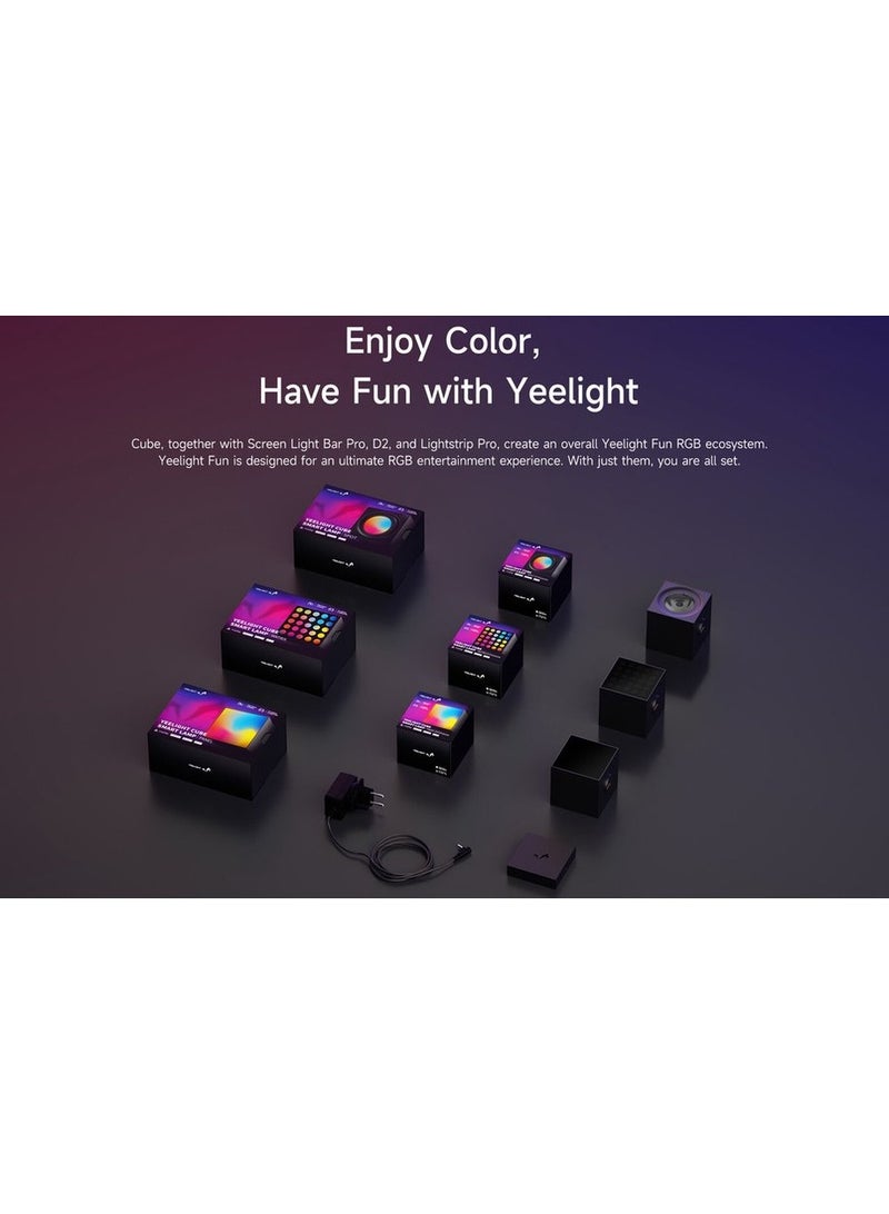 YEELIGHT Panel Light Extension for Cube Smart Lamp, 16 Million Colors Option, RGBIC Individual Addressable, Dynamic Lighting, Music Flow, WiFi Connected, APP Control, for Bedroom, Living Room, Cube*1