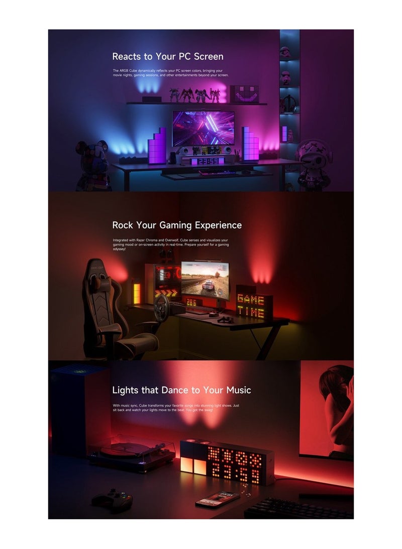 YEELIGHT Panel Light Extension for Cube Smart Lamp, 16 Million Colors Option, RGBIC Individual Addressable, Dynamic Lighting, Music Flow, WiFi Connected, APP Control, for Bedroom, Living Room, Cube*1