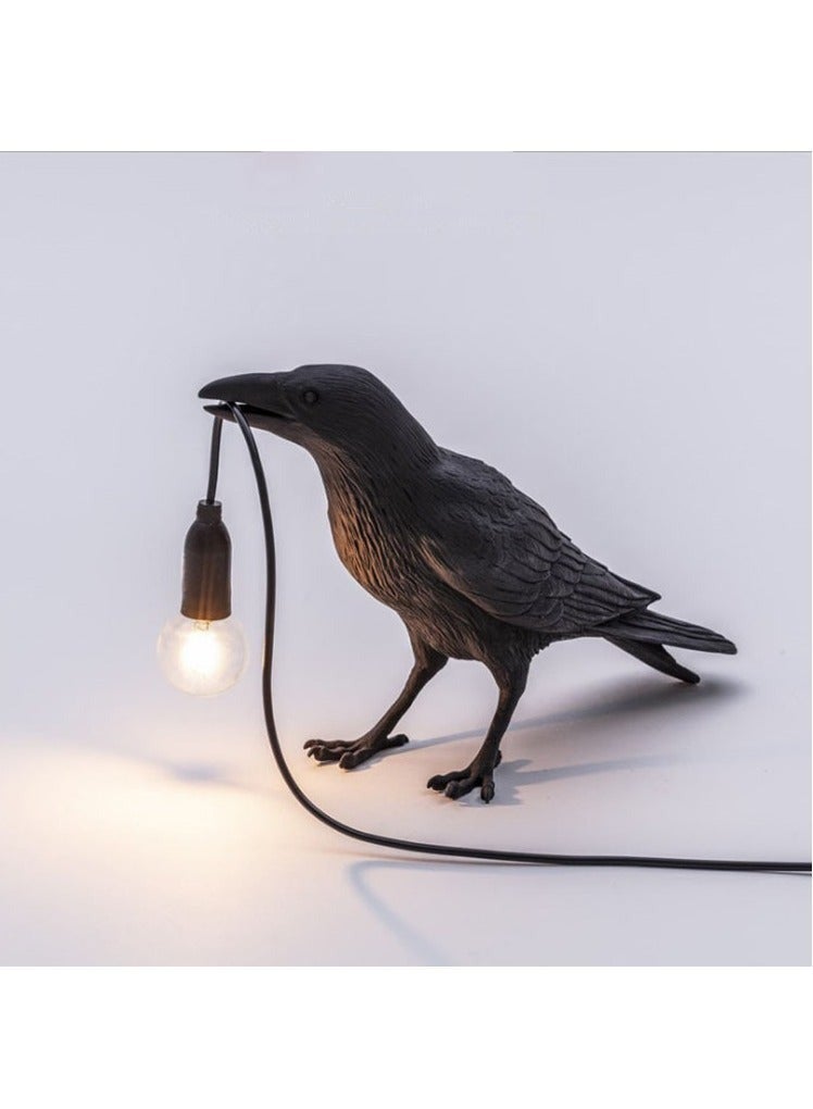 Lucky Bird Decorative Night Light, Crow Wall Lamp, Table Lamp, Home Furnishings, Bedroom Bedside, Living Room (Black Standing)