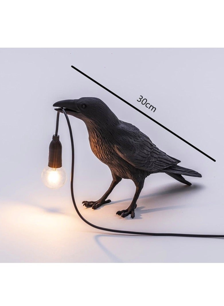 Lucky Bird Decorative Night Light, Crow Wall Lamp, Table Lamp, Home Furnishings, Bedroom Bedside, Living Room (Black Standing)
