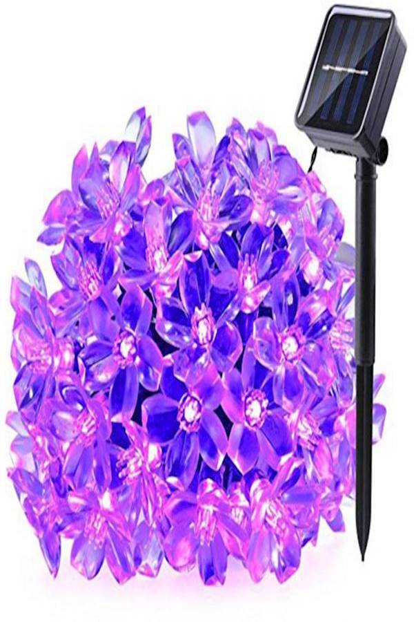 50 Led Crystal Flower String Light Purple 314grams