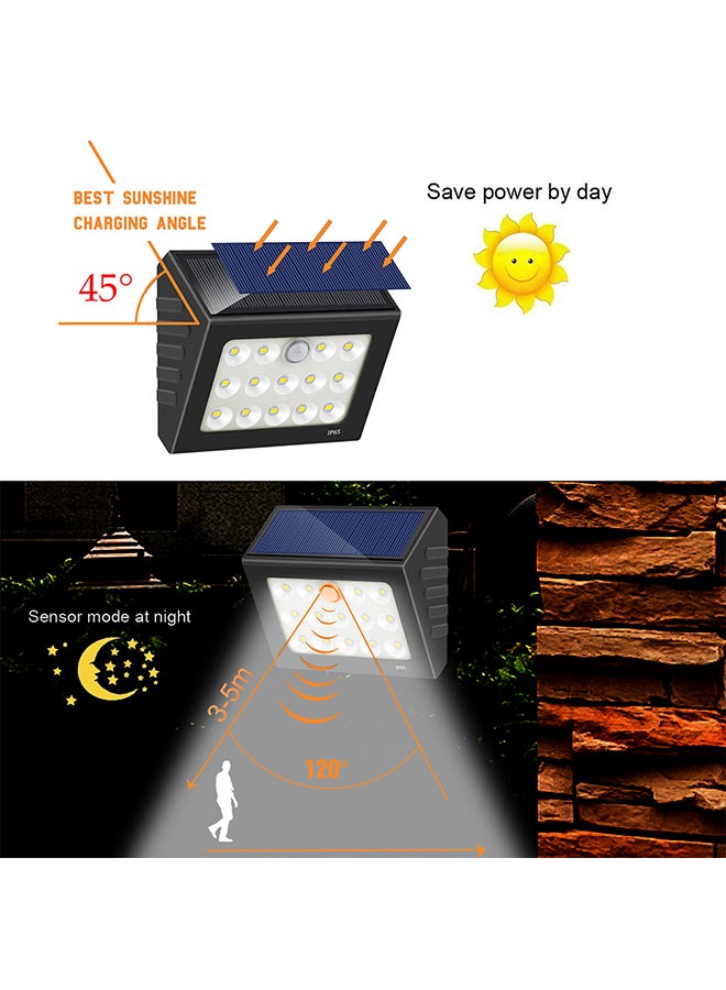 3.2V 0.8W 14LED Solar Powered Energy Wall Lamp Black 12 X 9.6 X 7cm