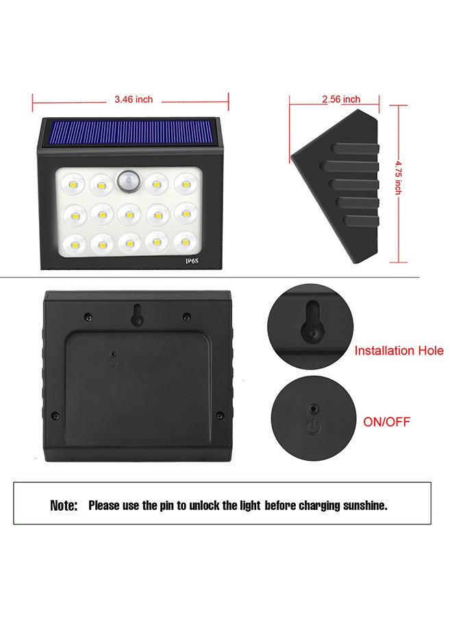 3.2V 0.8W 14LED Solar Powered Energy Wall Lamp Black 12 X 9.6 X 7cm