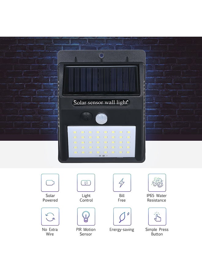 3.7V 8W 40 LED Solar Powered Energy Wall Lamp Black 0.164kg