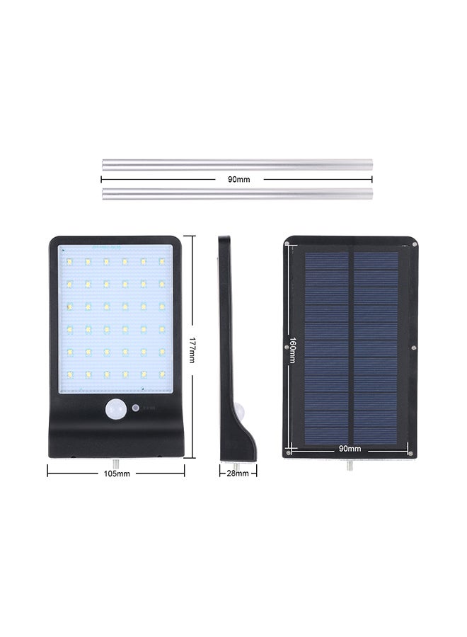 36 LED Solar Powered Energy PIR Motion Sensor Wall Lamp Black 0.261kg