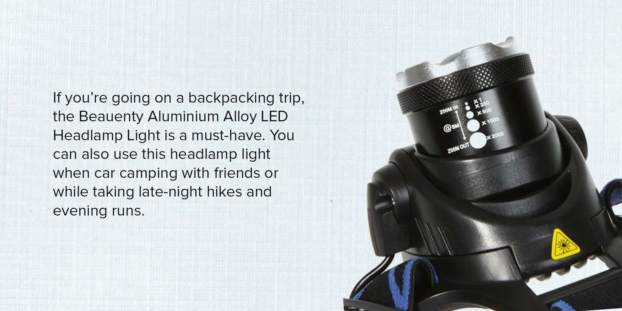 LED Aluminum Alloy Headlamp Light Black/Blue 11x10cm