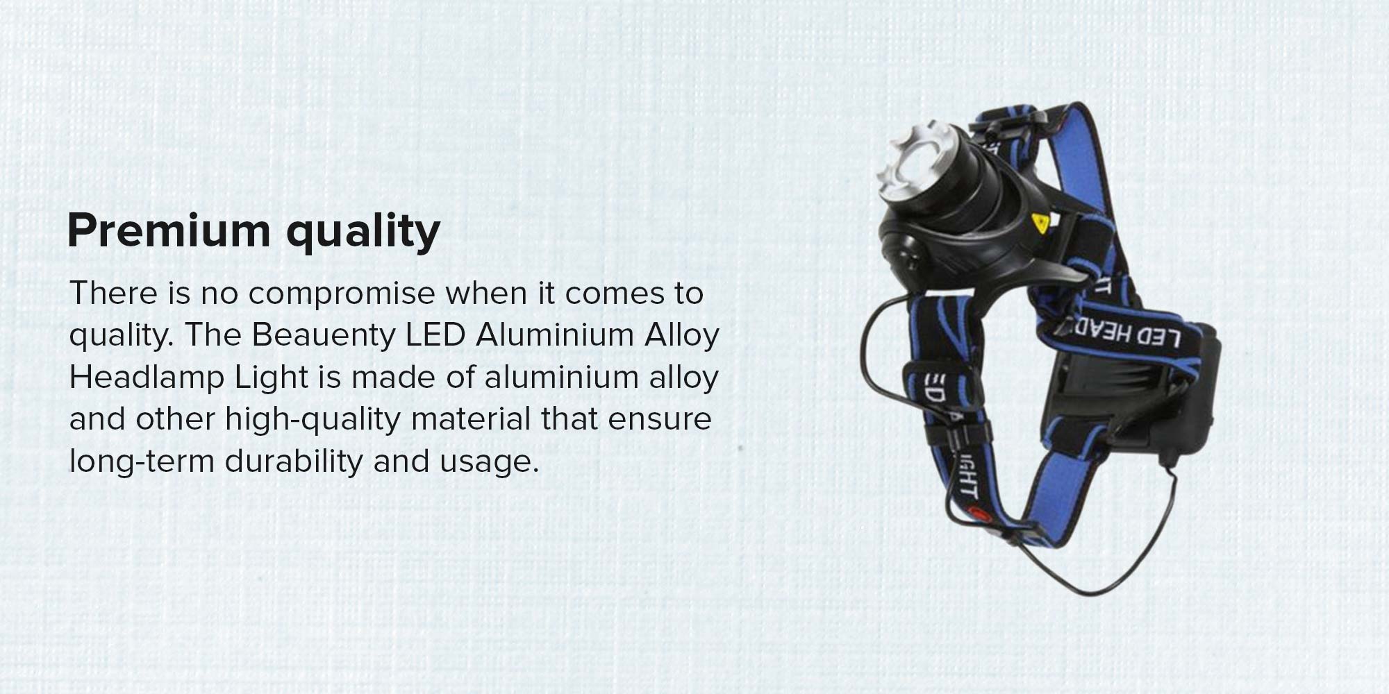 LED Aluminum Alloy Headlamp Light Black/Blue 11x10cm