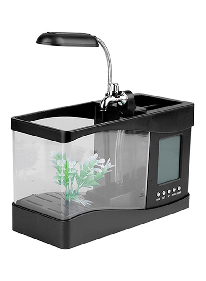 Usb Mini Fish Tank Aquarium With Led Lamp Black 14.5x9.2x1.3centimeter