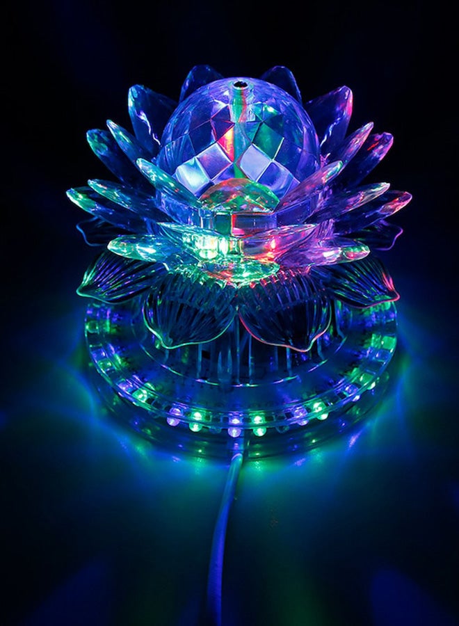 Auto Rotating Crystal Lotus Lamp Multicolour 13 x 12cm