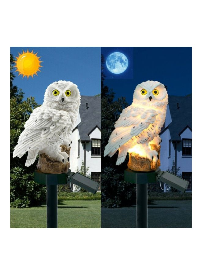 Owl Figure With LED Garden Light White/Black/Brown 13x13x23centimeter