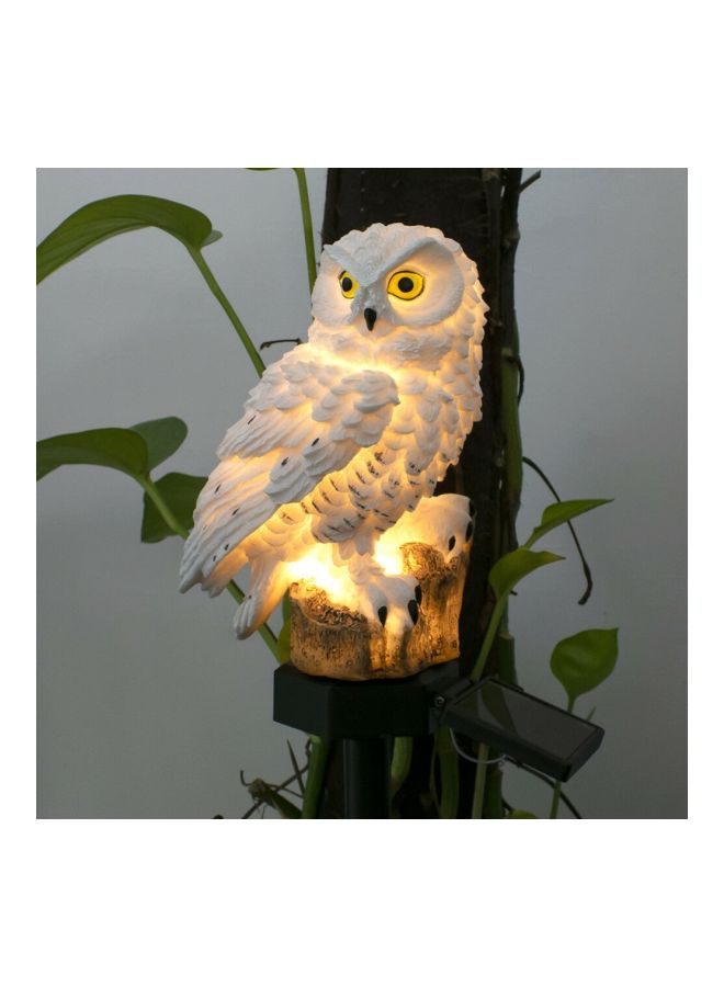 Owl Figure With LED Garden Light White/Black/Brown 13x13x23centimeter