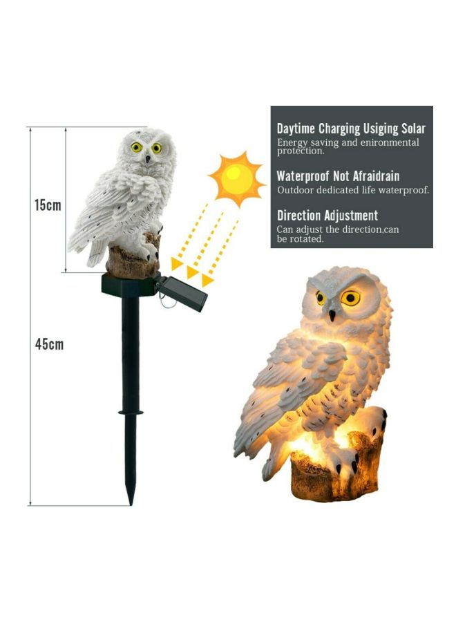 Owl Figure With LED Garden Light White/Black/Brown 13x13x23centimeter