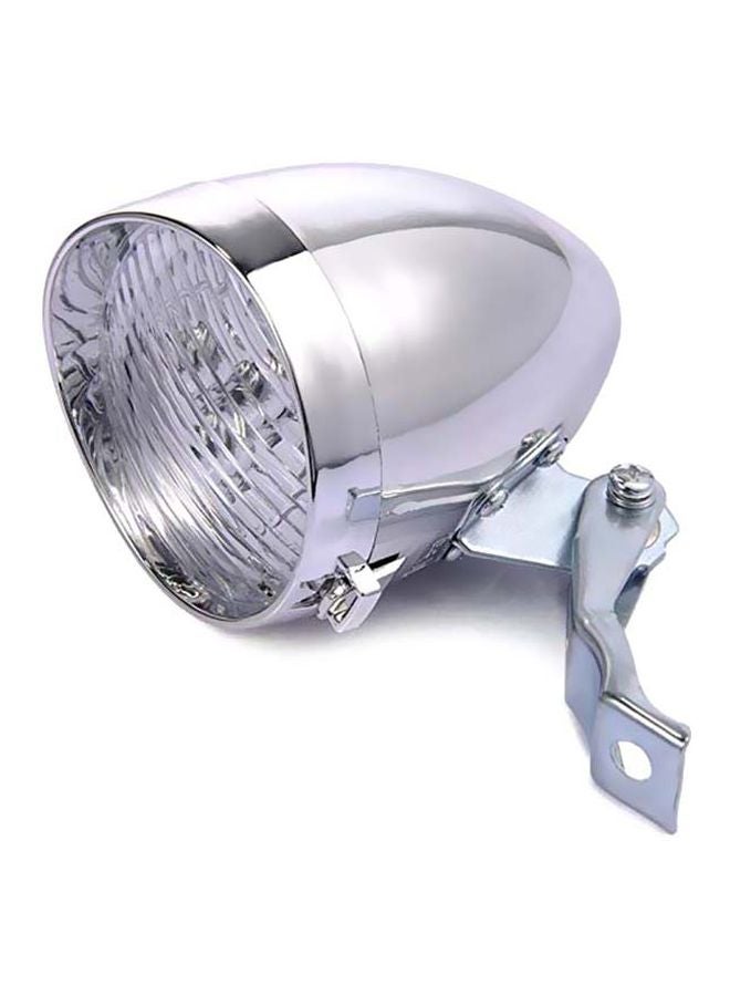 Retro 3 LED Front Light Bicycle Silver 9.5x8.5x7centimeter