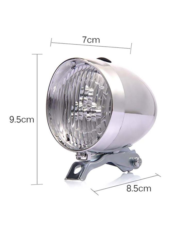 Retro 3 LED Front Light Bicycle Silver 9.5x8.5x7centimeter