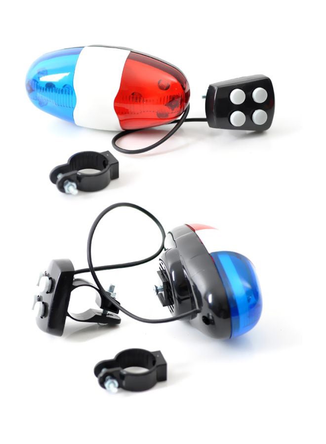 LED Light With 4 Loud Siren Sound Trumpet For Bicycle Red/Blue/White 12x6x5centimeter