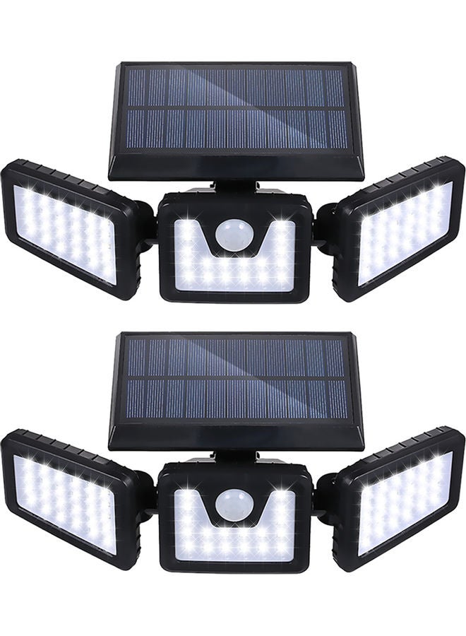 2-Piece Tri-Head Solar Powered Wall Light White