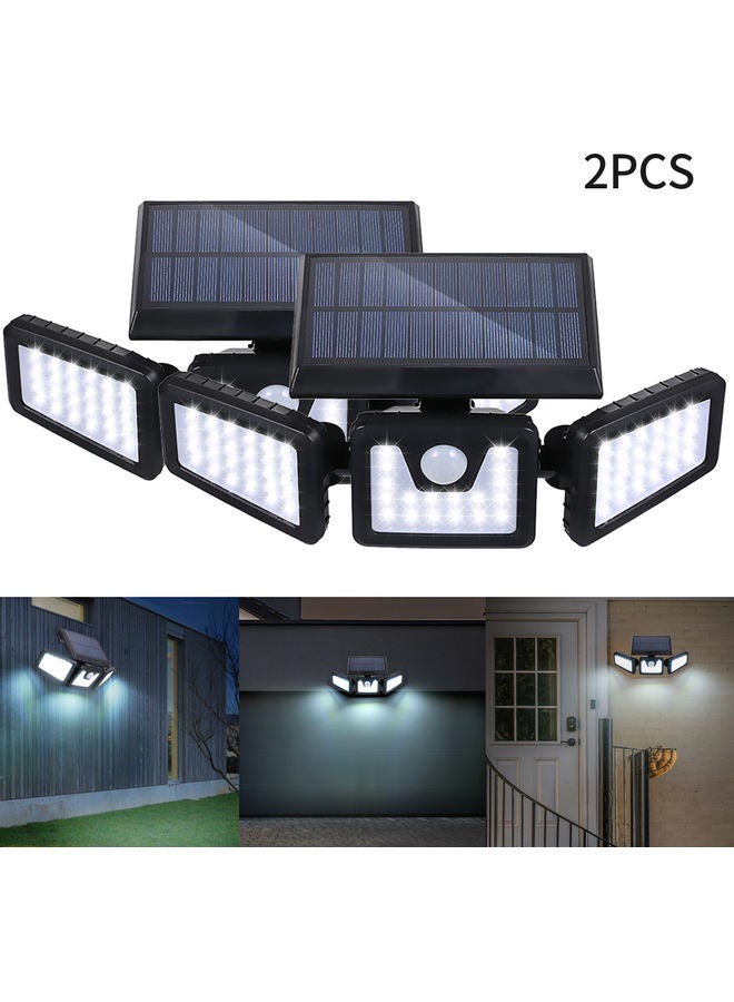 2-Piece Tri-Head Solar Powered Wall Light White