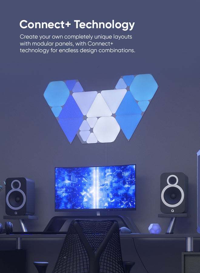 Shapes Hexagons Starter Kit - 9 Pack - Smart WiFi LED Light Panel System With Music Visualizer, Instant Wall Decoration, Home or Office Use, 16M+ Colors, Low Energy Consumption, Gaming Lights White