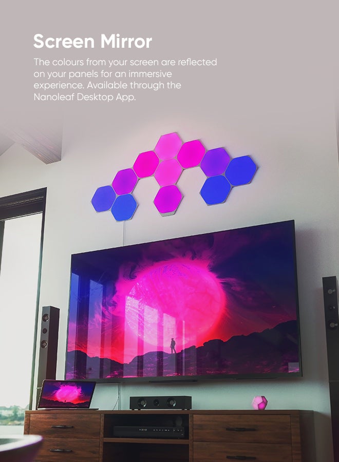 Shapes Hexagons Starter Kit - 9 Pack - Smart WiFi LED Light Panel System With Music Visualizer, Instant Wall Decoration, Home or Office Use, 16M+ Colors, Low Energy Consumption, Gaming Lights White