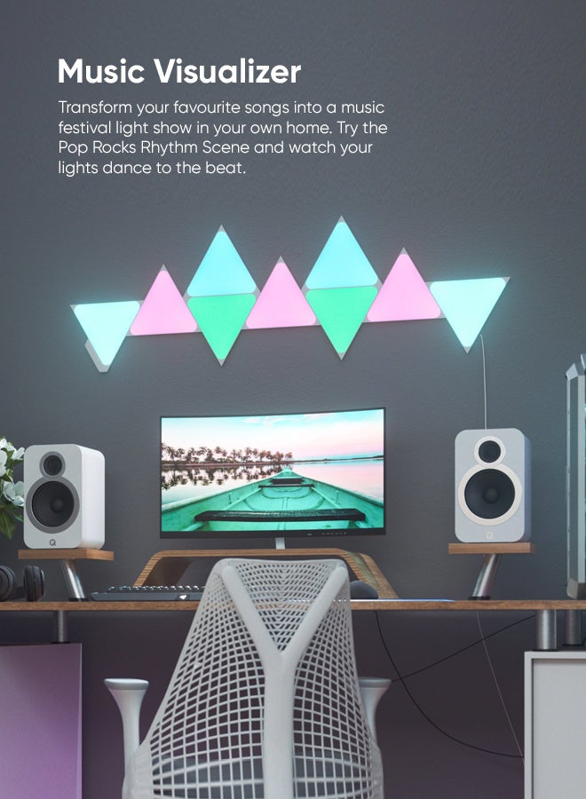 Shapes Triangles Expansion Kit - 3 Pack - Smart WiFi LED Light Panel System With Music Visualizer, Instant Wall Decoration, Home or Office Use, Low Energy Consumption, Gaming Lights multicolour