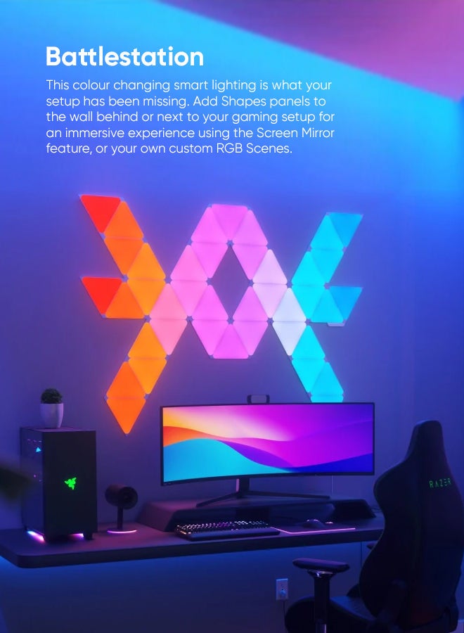 Shapes Triangles Expansion Kit - 3 Pack - Smart WiFi LED Light Panel System With Music Visualizer, Instant Wall Decoration, Home or Office Use, Low Energy Consumption, Gaming Lights multicolour