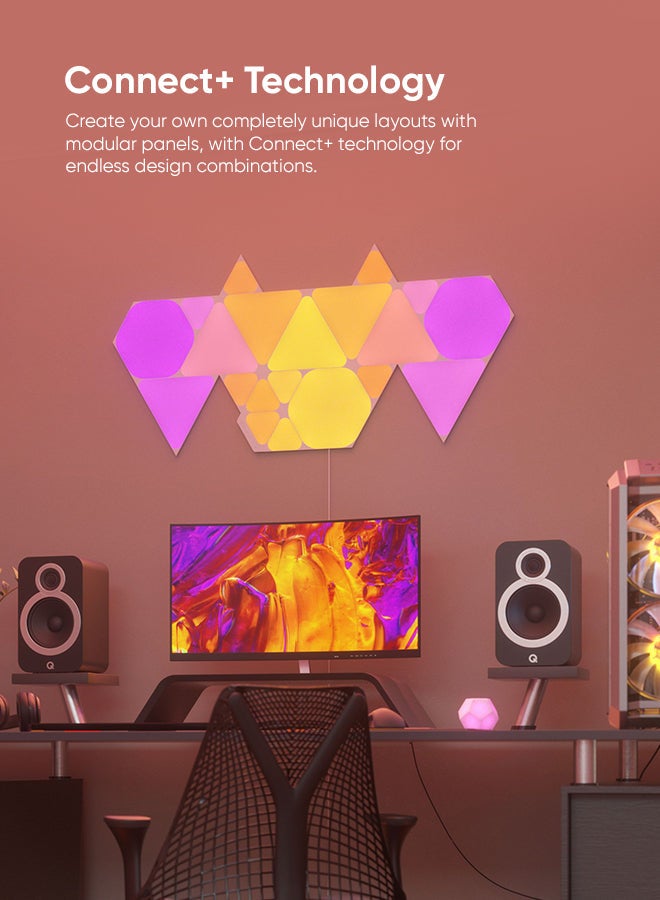 Shapes Triangles Expansion Kit - 3 Pack - Smart WiFi LED Light Panel System With Music Visualizer, Instant Wall Decoration, Home or Office Use, Low Energy Consumption, Gaming Lights multicolour