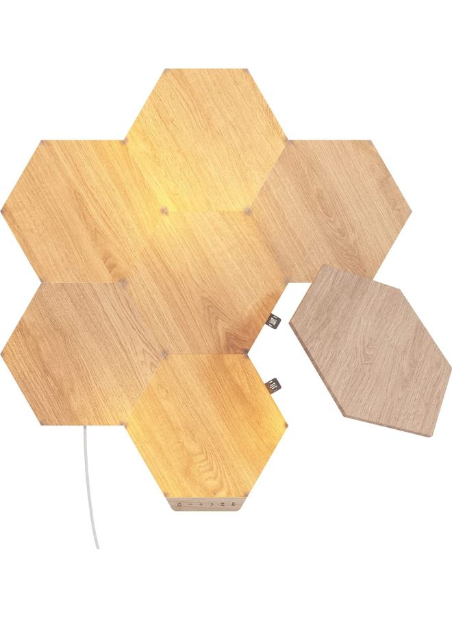 Elements Wood 7 Panel Hexagons Light Kit Brown