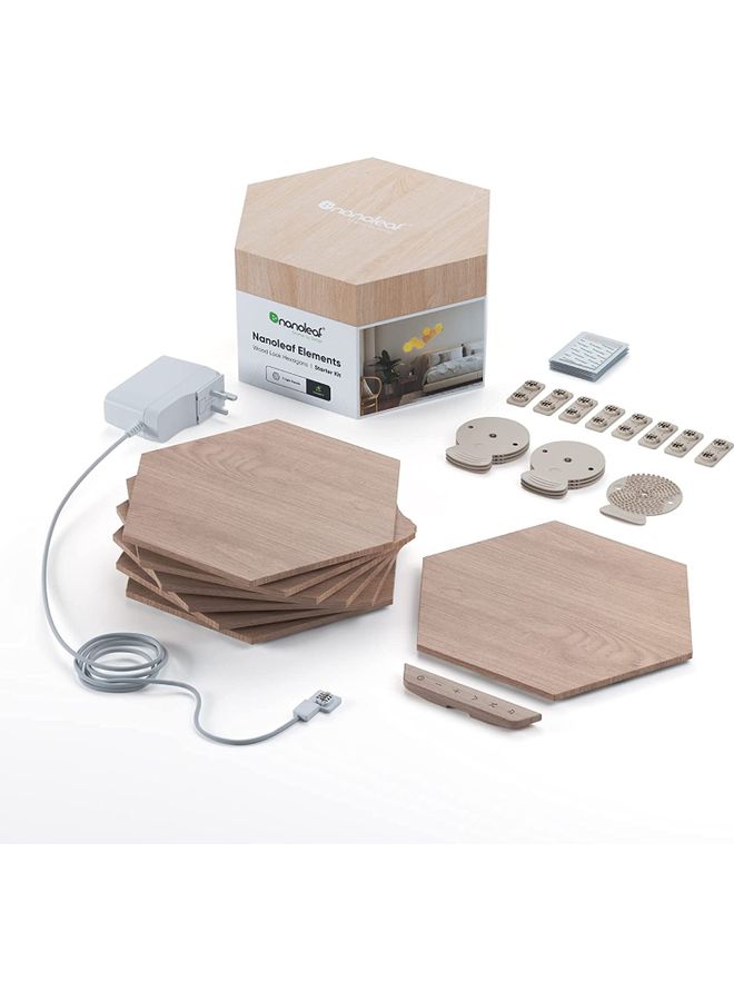 Elements Wood 7 Panel Hexagons Light Kit Brown