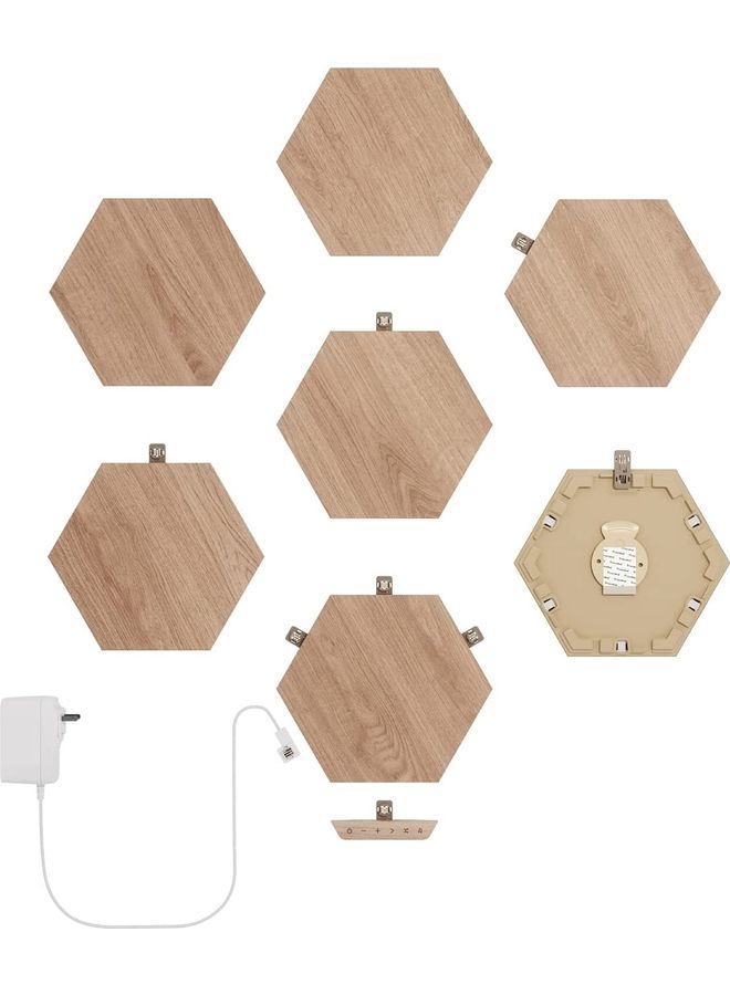 Elements Wood 7 Panel Hexagons Light Kit Brown