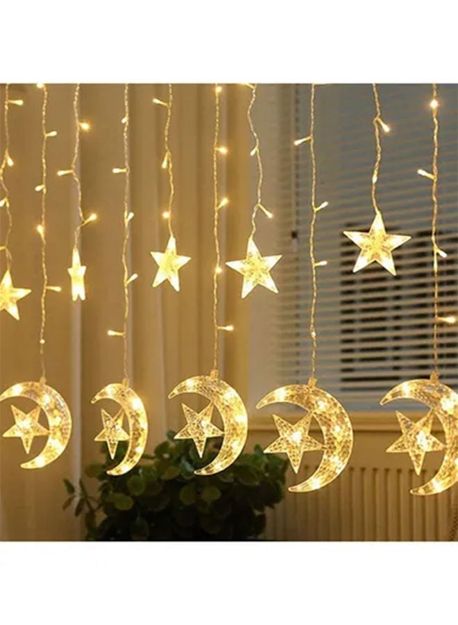 Crescent Moon Star Curtain LED Fairy Lights Yellow 2.5meter