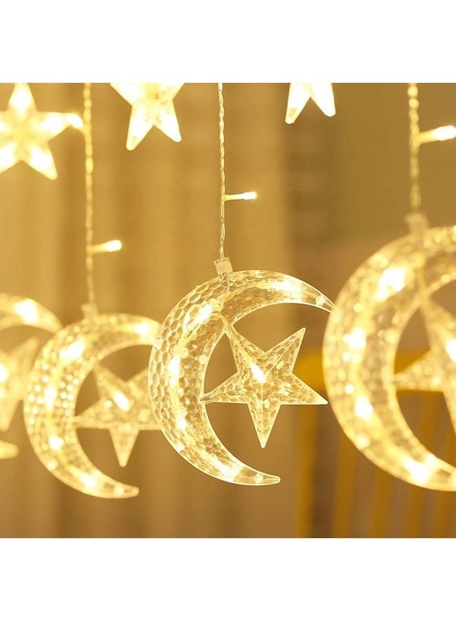 Crescent Moon Star Curtain LED Fairy Lights Yellow 2.5meter