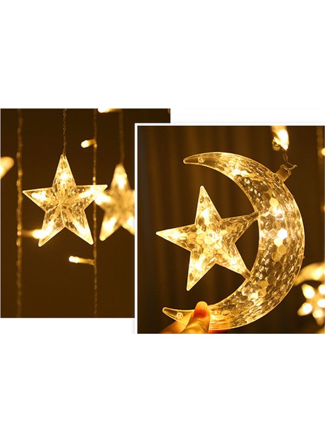 Crescent Moon Star Curtain LED Fairy Lights Yellow 2.5meter