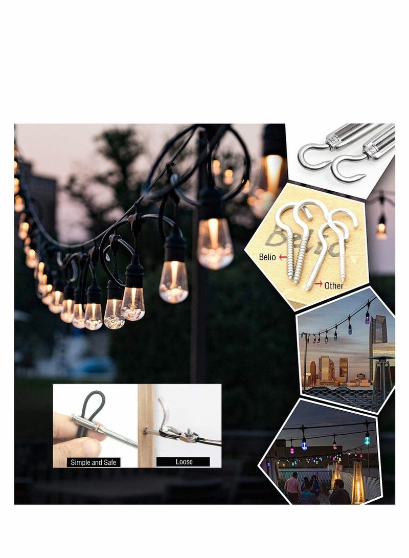 String Light Hanging Kit，Stainless Steel Cable for Outdoor Lights，Globe String Light Suspension Kit Include 182 FT Wire Rope Cable Turnbuckle and Hooks Easy to Install Outdoor Indoor