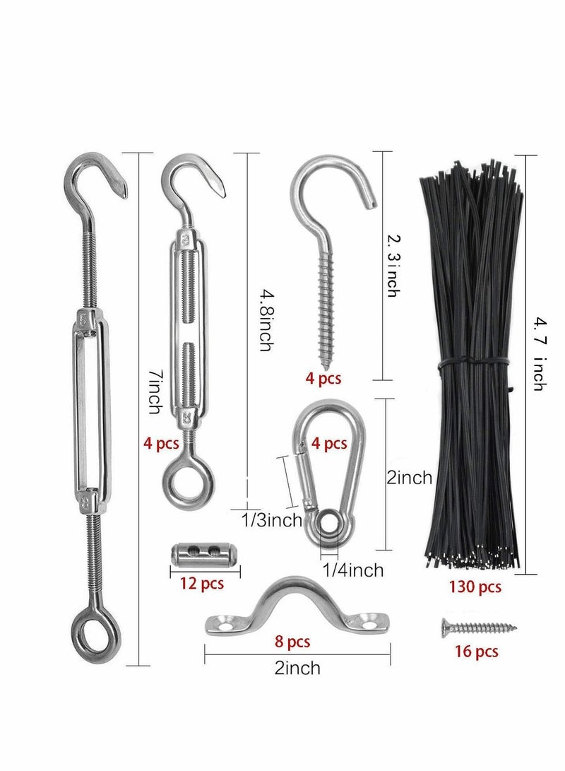 String Light Hanging Kit，Stainless Steel Cable for Outdoor Lights，Globe String Light Suspension Kit Include 182 FT Wire Rope Cable Turnbuckle and Hooks Easy to Install Outdoor Indoor