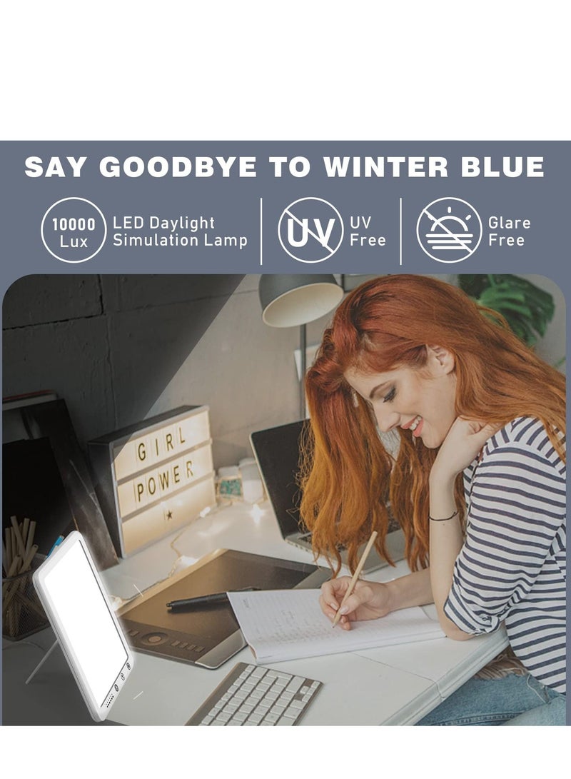 Light Therapy Lamp, UV-Free 10000 Lux Light, Touch Control with 5 Brightness Levels