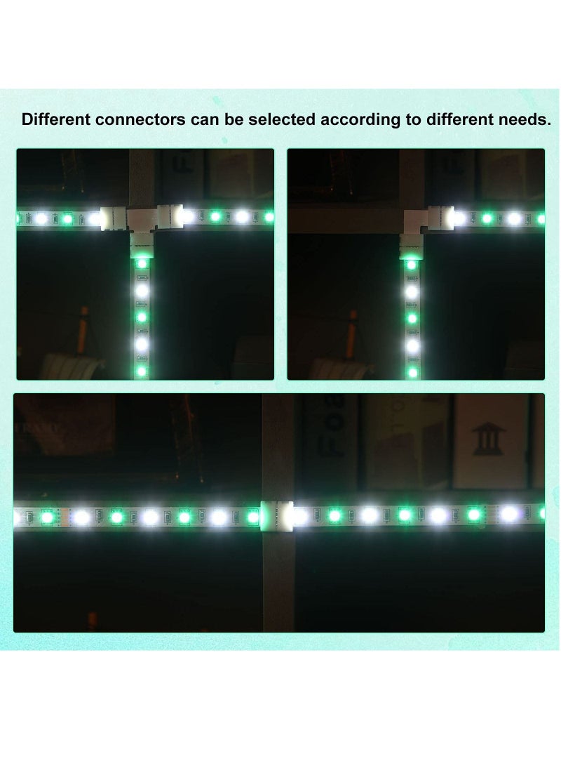 35 Pcs LED Strip Connector 5 Pin Solderless Light L Shape Lights Extension T Adapter for 5050 3528 String Extending Connection 10 mm