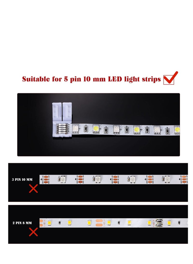 35 Pcs LED Strip Connector 5 Pin Solderless Light L Shape Lights Extension T Adapter for 5050 3528 String Extending Connection 10 mm