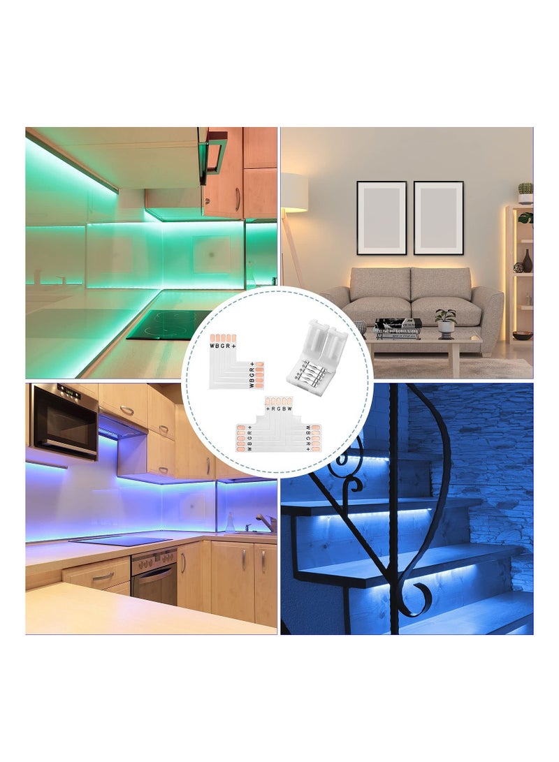 35 Pcs LED Strip Connector 5 Pin Solderless Light L Shape Lights Extension T Adapter for 5050 3528 String Extending Connection 10 mm