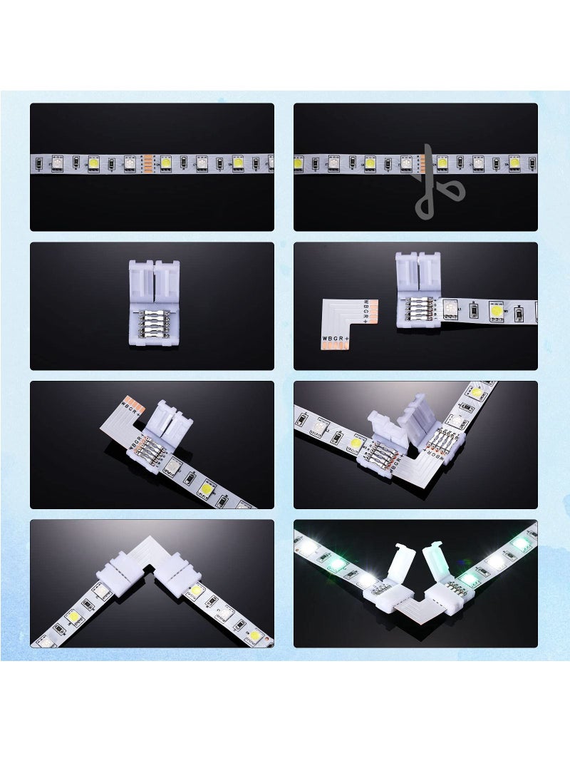 35 Pcs LED Strip Connector 5 Pin Solderless Light L Shape Lights Extension T Adapter for 5050 3528 String Extending Connection 10 mm