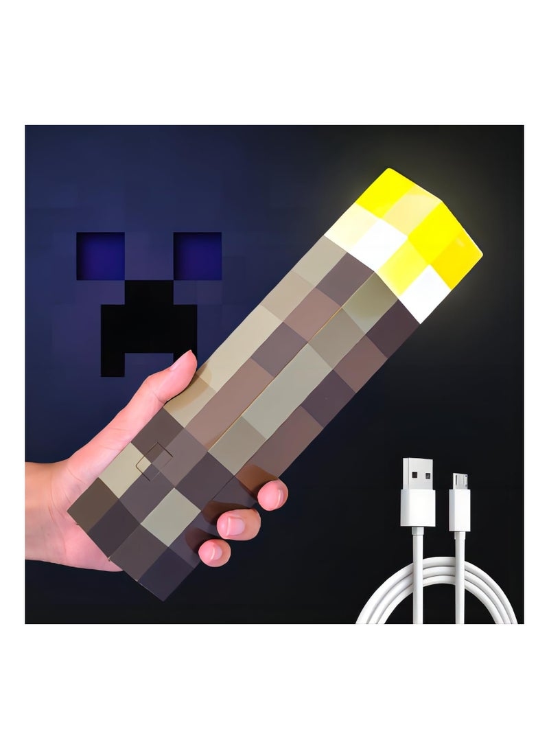 Torch Light with Wall Mountable, 11 Inch LED Night Light, USB Rechargeable for Lamp, Handheld Nightstand Lamp Kid's Bedroom Living Gaming Room Decoration, Costume Cosplay Role Play