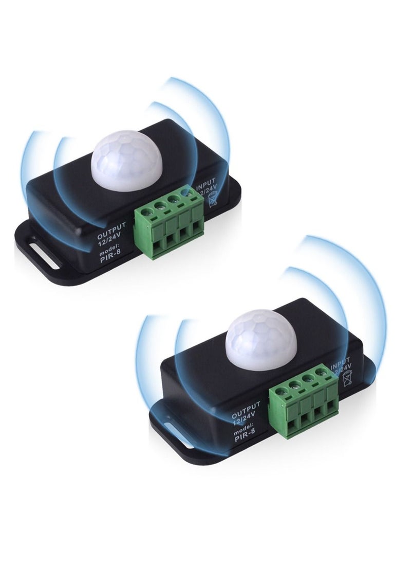 2 Pack Body Infrared Light Switch, 12V/24V PIR Motion Sensor Switch for LED Strip Automatic, Controller Strips Lighting